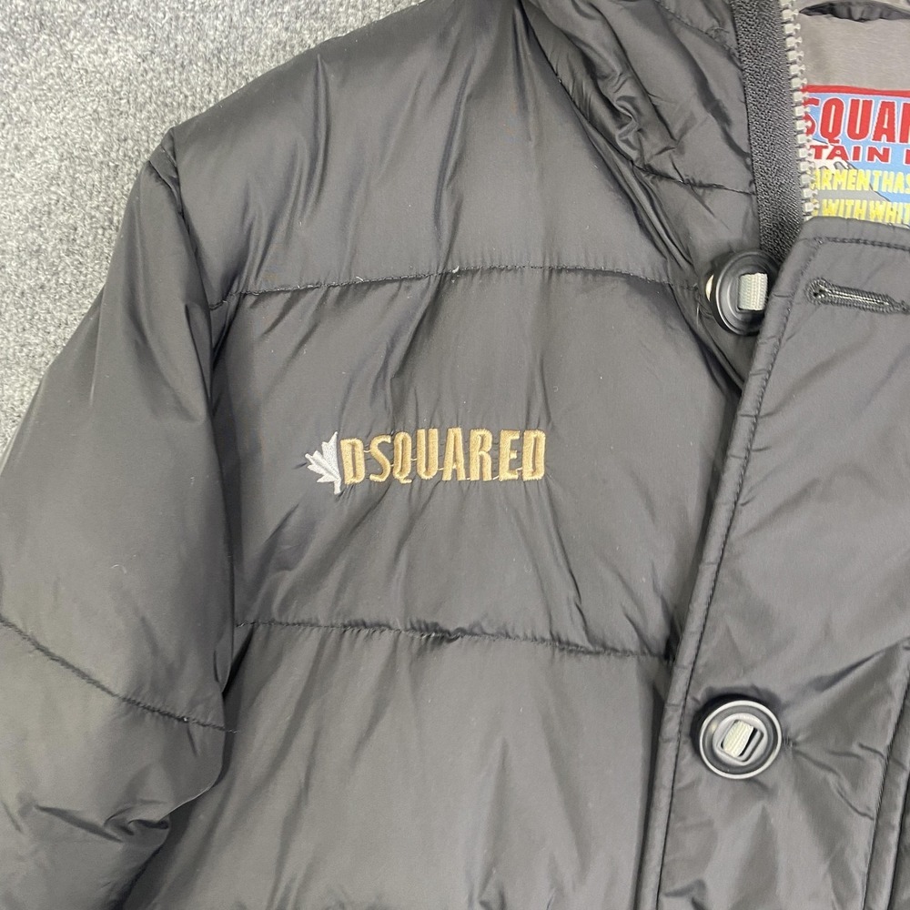 DSQUARED Mountain Range Jacket Mens 48 Black Down Puffer Bomber Hooded Ski Logo - Picture 4 of 12
